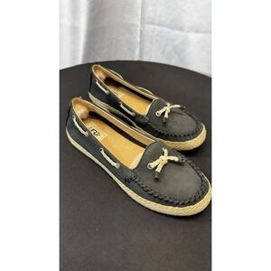 Ugg Australia‎ Women's Black Chivon Leather Moccasin Flat Shoes Size 6.5 NEW